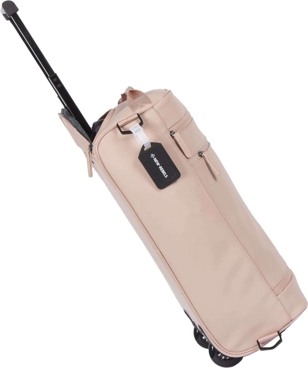 New Rebels® Harper Reistas / Weekendtas Geschikt Voor Handbagage - Waterafstotend Polyutheraan - Trolley Met Wielen En Reflectiedetails - Oud Roze - 29L - Afbeelding 12