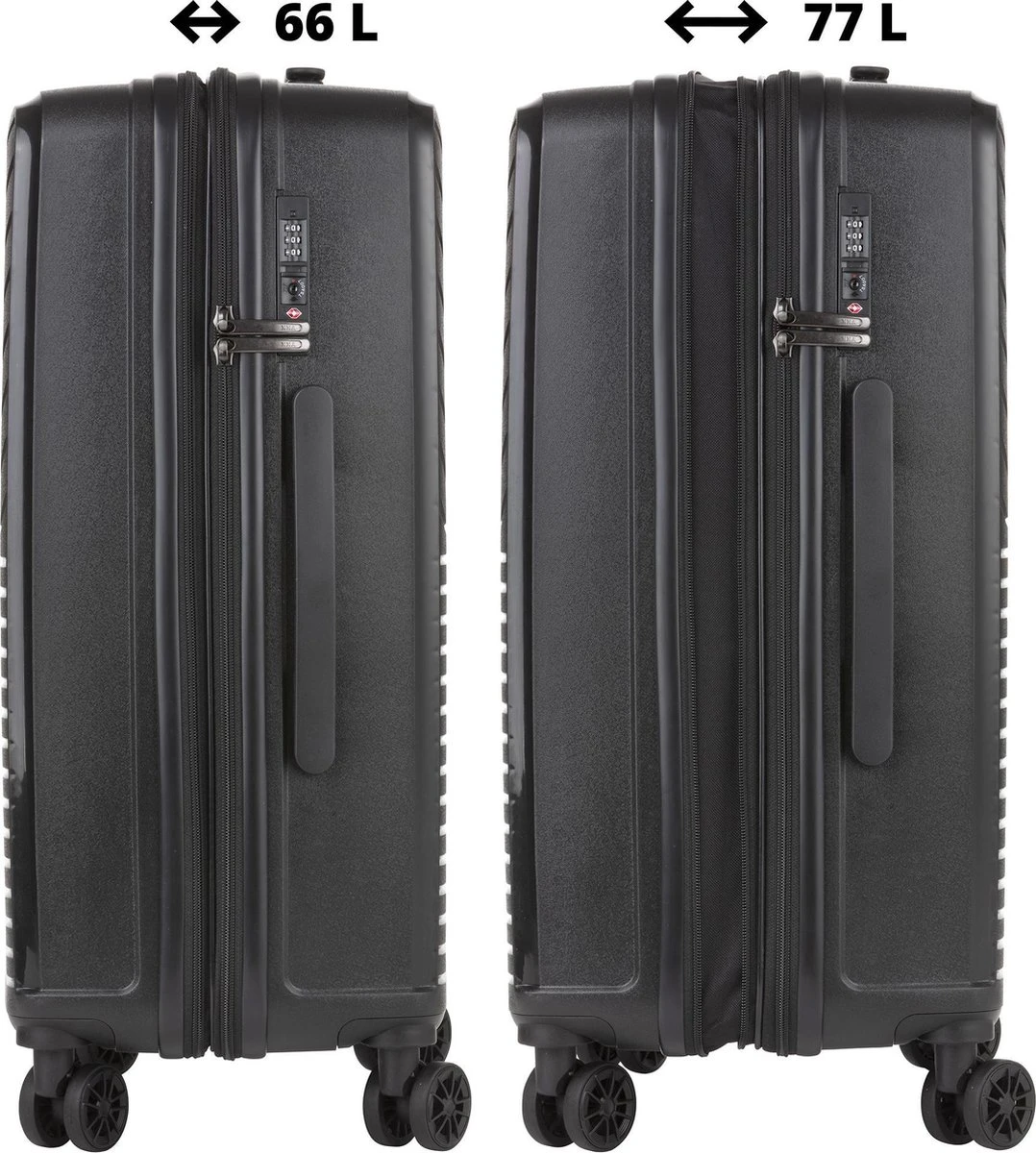CarryOn Transport TSA Reiskoffer - Trolley 67cm Met Expander - OKOBAN - YKK Ritsen - Dubbele Wielen - Zwart - Afbeelding 2