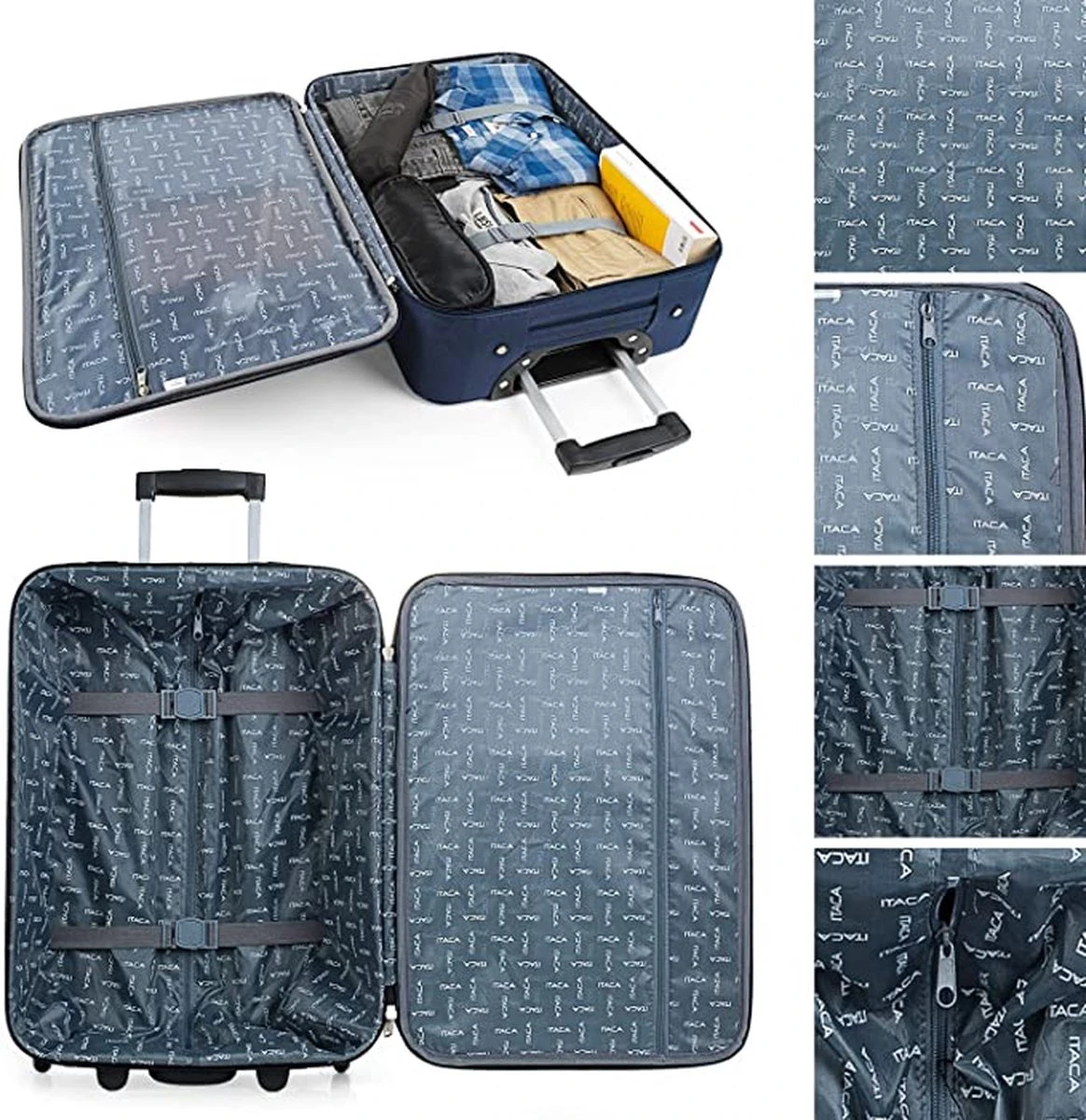 NaSK - Suitcase - Klein Reis Koffer - Met Wielen - Hand Koffer 55x40x20 Met Telescoopsteel - Lichtgewicht Cabin Max Hanbagage Luggage Met TSA-cijferslot - Carry On Suitcase In 55cm - Afbeelding 2