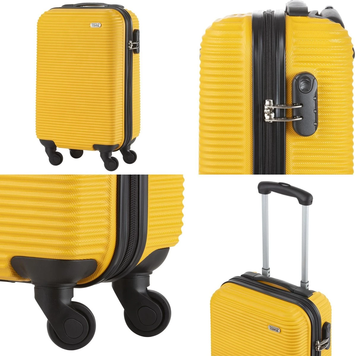 TravelZ Horizon Handbagagekoffer - 54cm Handbagage Trolley Met Gevoerde Binnenkant - Geel - Afbeelding 5