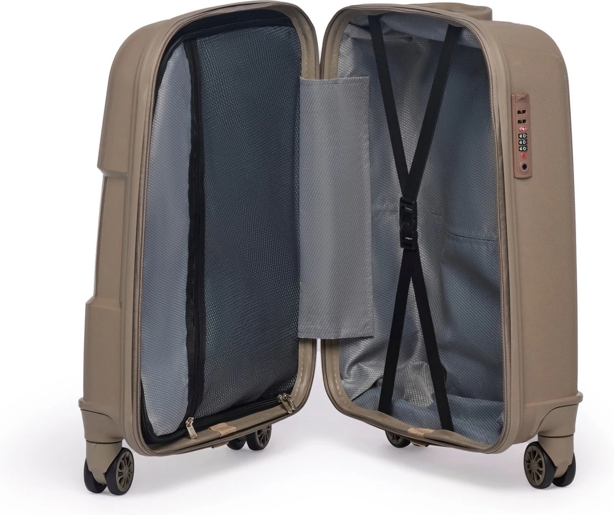 ©TROLLEYZ - Venice No.10 - Trolley - 55cm Met TSA Slot - Dubbele Wielen - 360° Spinners - 100% Polypropyleen - Handbagage Koffer In Pearl Sand - Afbeelding 4