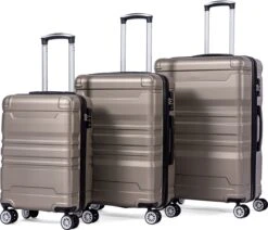 Merax 3-delig Kofferset Met TSA Slot - Trolleyset ABS 40L, 70L & 110 Liter - Goud
