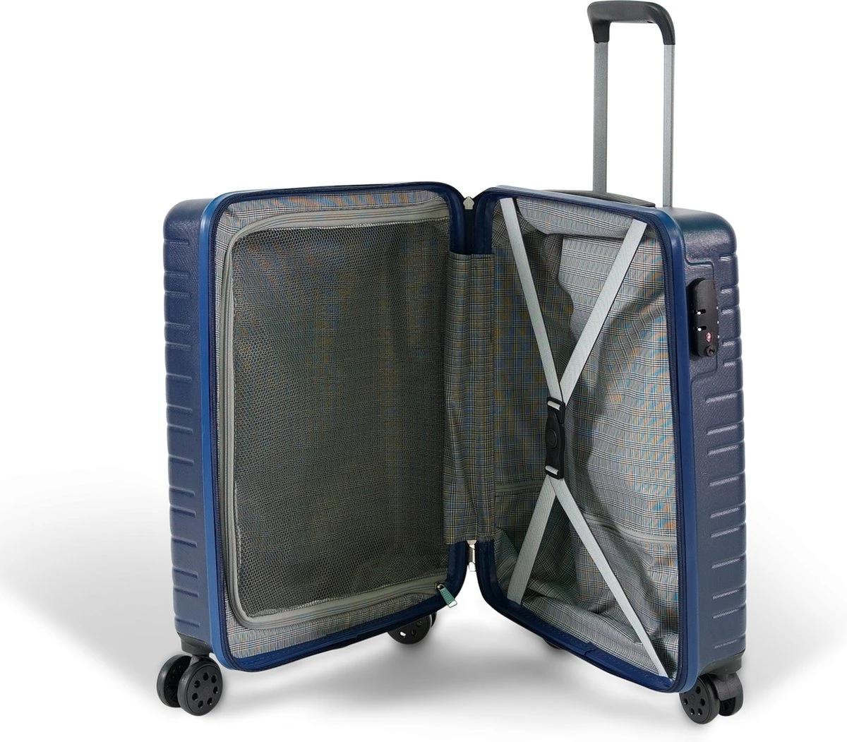 ©TROLLEYZ - Amsterdam No.9 - Trolley - 55cm Met TSA Slot - Dubbele Wielen - 360° Spinners - 100% ABS - Handbagage Koffer In Ocean Blue - Afbeelding 4