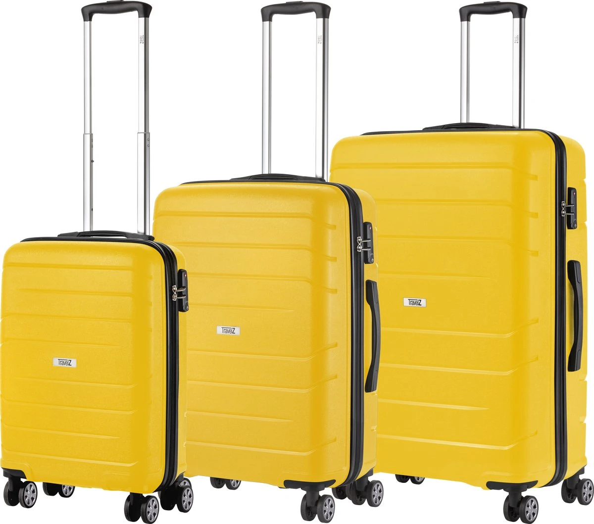 TravelZ Big Bars Kofferset - Trolleyset 3-delig Met TSA-slot - Geel