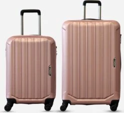 ©TROLLEYZ - Bali No.22 - Kofferset 2 Delig - 55cm+78cm Met TSA Slot - Dubbele Wielen - 360° Spinners - 100% ABS - Reiskoffers In Cosmopolitan Pink