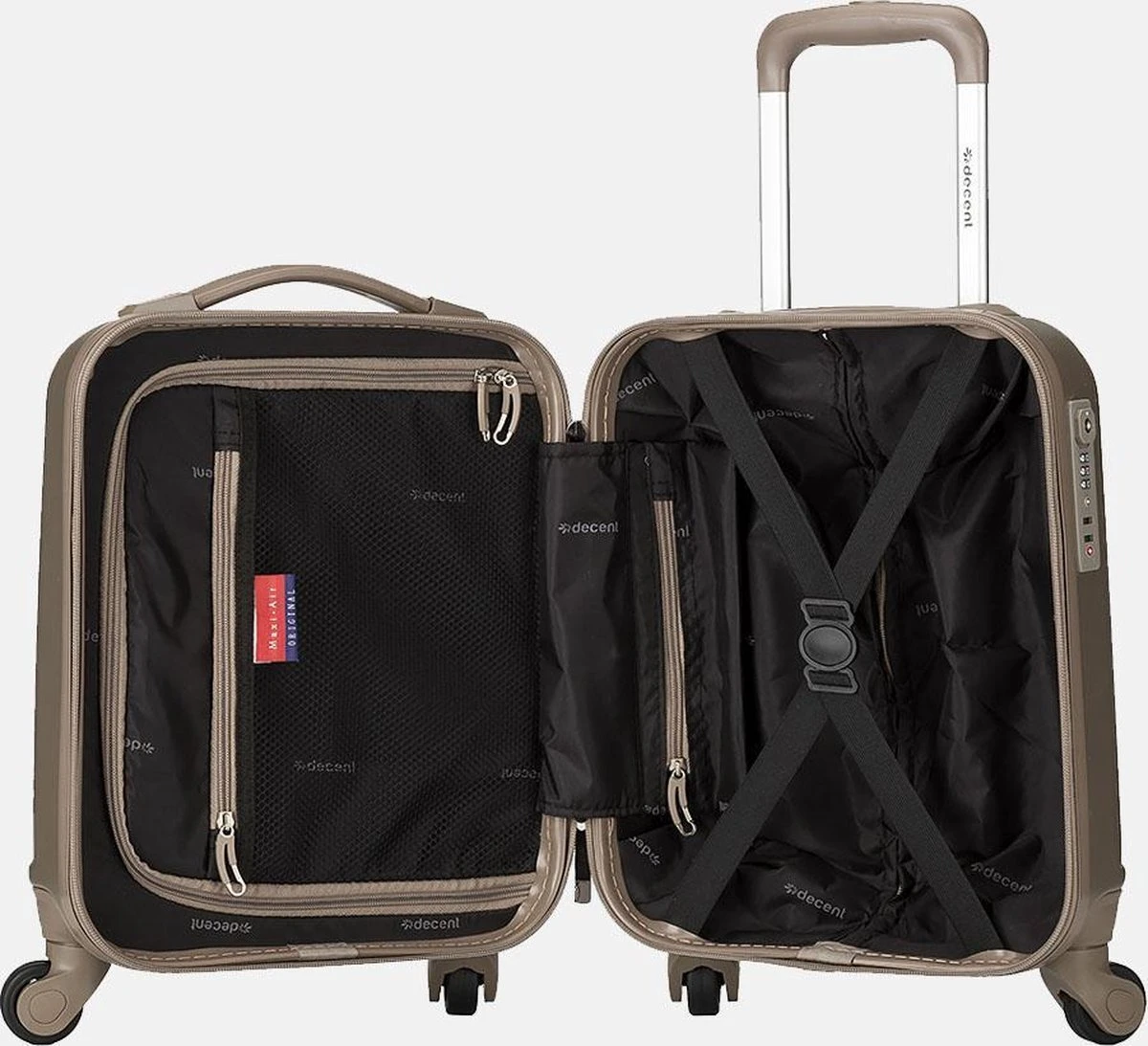Decent Handbagage Koffer / Trolley / Reiskoffer - 42 Cm - 24 Liter - ABS - Maxi Air - Champagne - Afbeelding 17