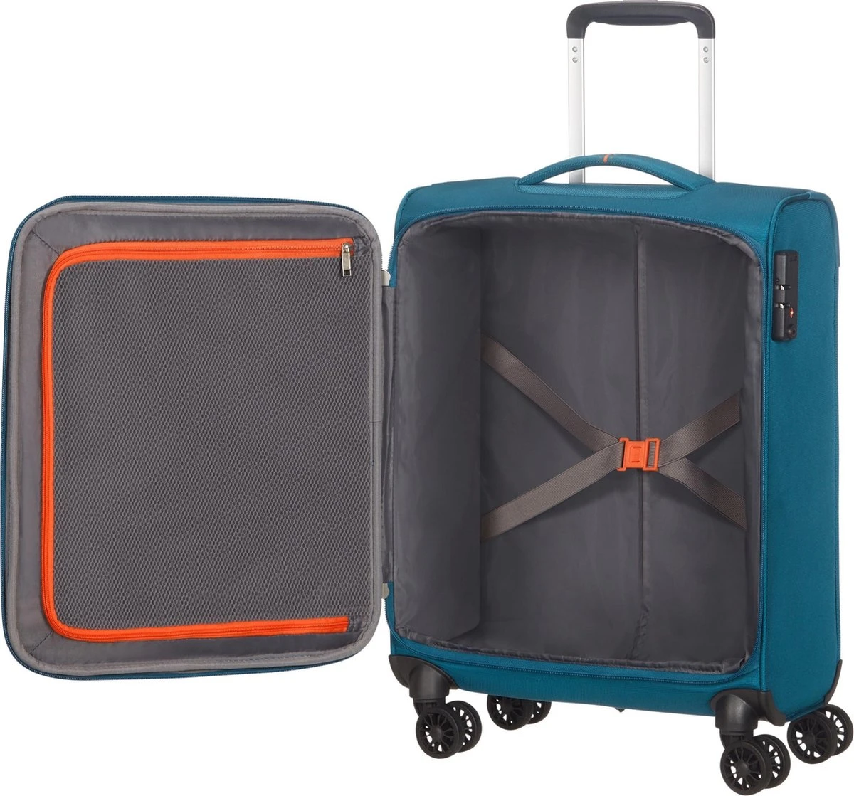 American Tourister Reiskoffer - Crosstrack Spinner 55/20 Tsa (Handbagage) Navy/Orange - Afbeelding 7