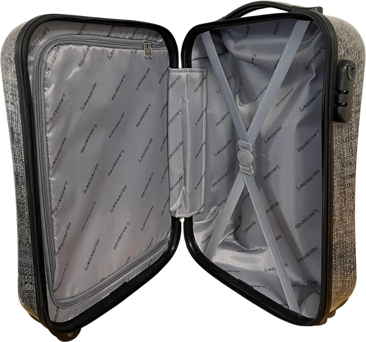 Leonardo Handbagage Koffer - 51x31x20 - Alle Vliegmaatschappijen - Hardcase - Cijferslot - Reiskoffer - Lichtgewicht Koffer - Grey - Afbeelding 3