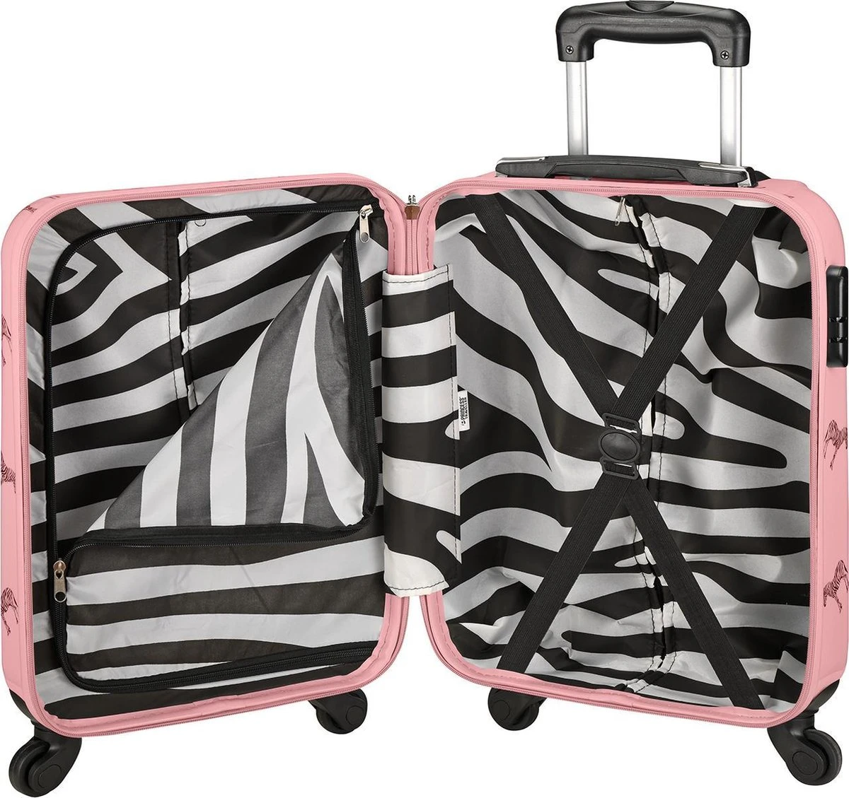 Princess Traveller Trendy Animal Collection - Handbagage Koffer - Zebra - Roze - 56cm - Afbeelding 3