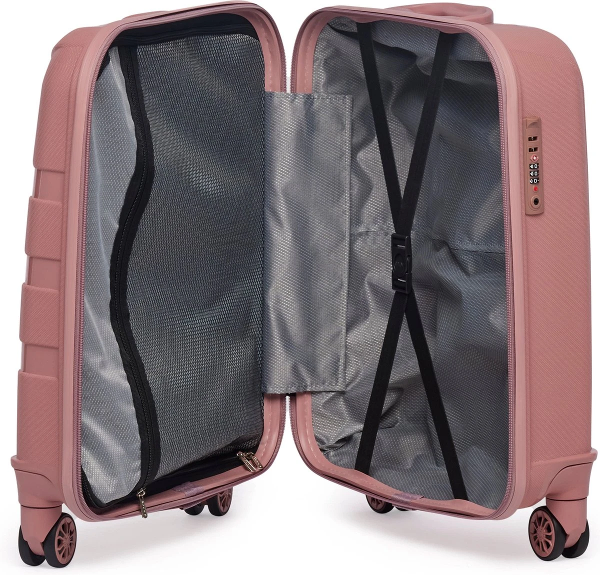 ©TROLLEYZ - Paris No.5 - Trolley - 55cm Met TSA Slot - Dubbele Wielen - 360° Spinners - 100% Polypropyleen - Handbagage Koffer In Rose Blush - Afbeelding 4