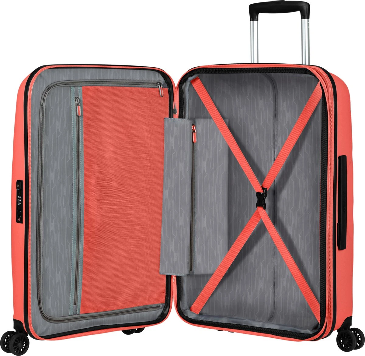American Tourister Reiskoffer - Bon Air Dlx Spinner 66/24 Tsa Uitbreidbaar (Medium) Flash Coral - Afbeelding 4