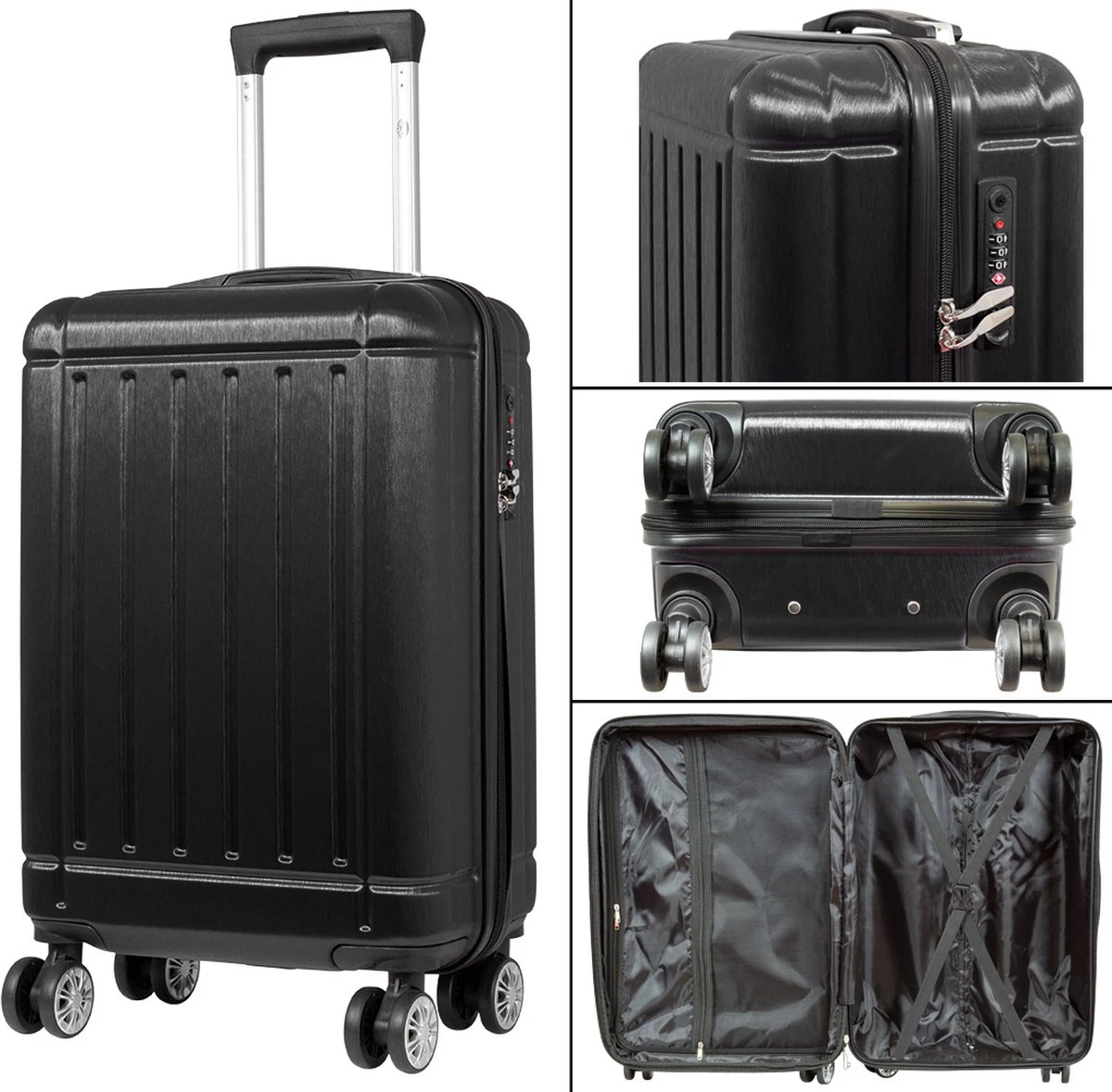 Travelsuitcase - Parma- Ruimbagage Reiskoffer - Polycarbonaat- Zwart - Hoogglans - Maat L / 93 Liter - Afbeelding 5