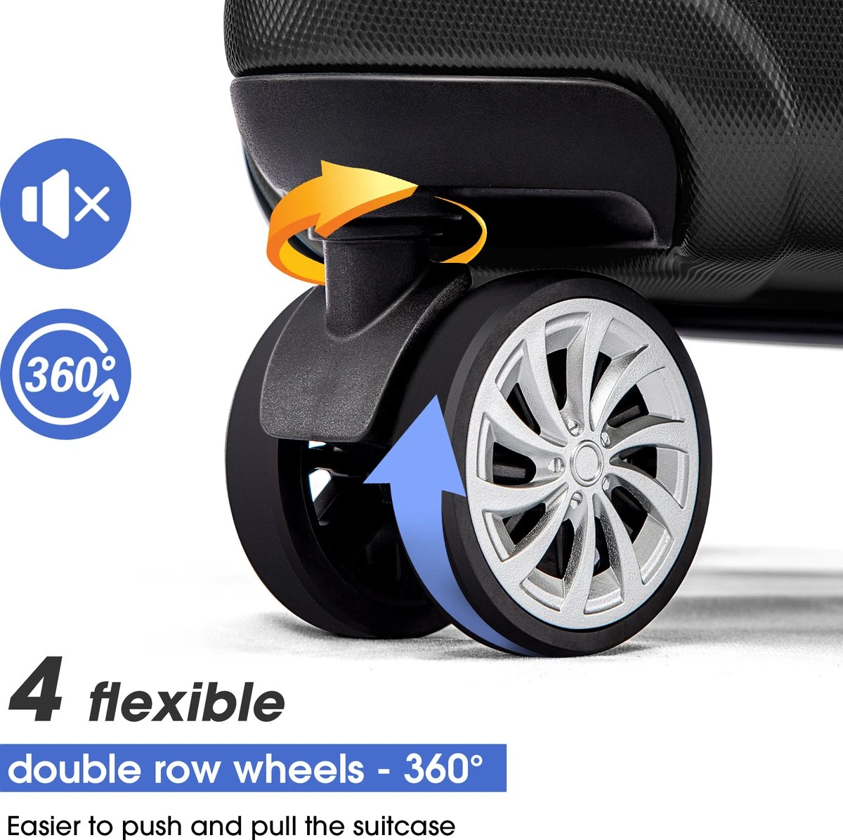 Merax 3-delig Kofferset Met TSA Slot - Trolleyset ABS 40L, 70L & 110 Liter - Zwart - Afbeelding 4