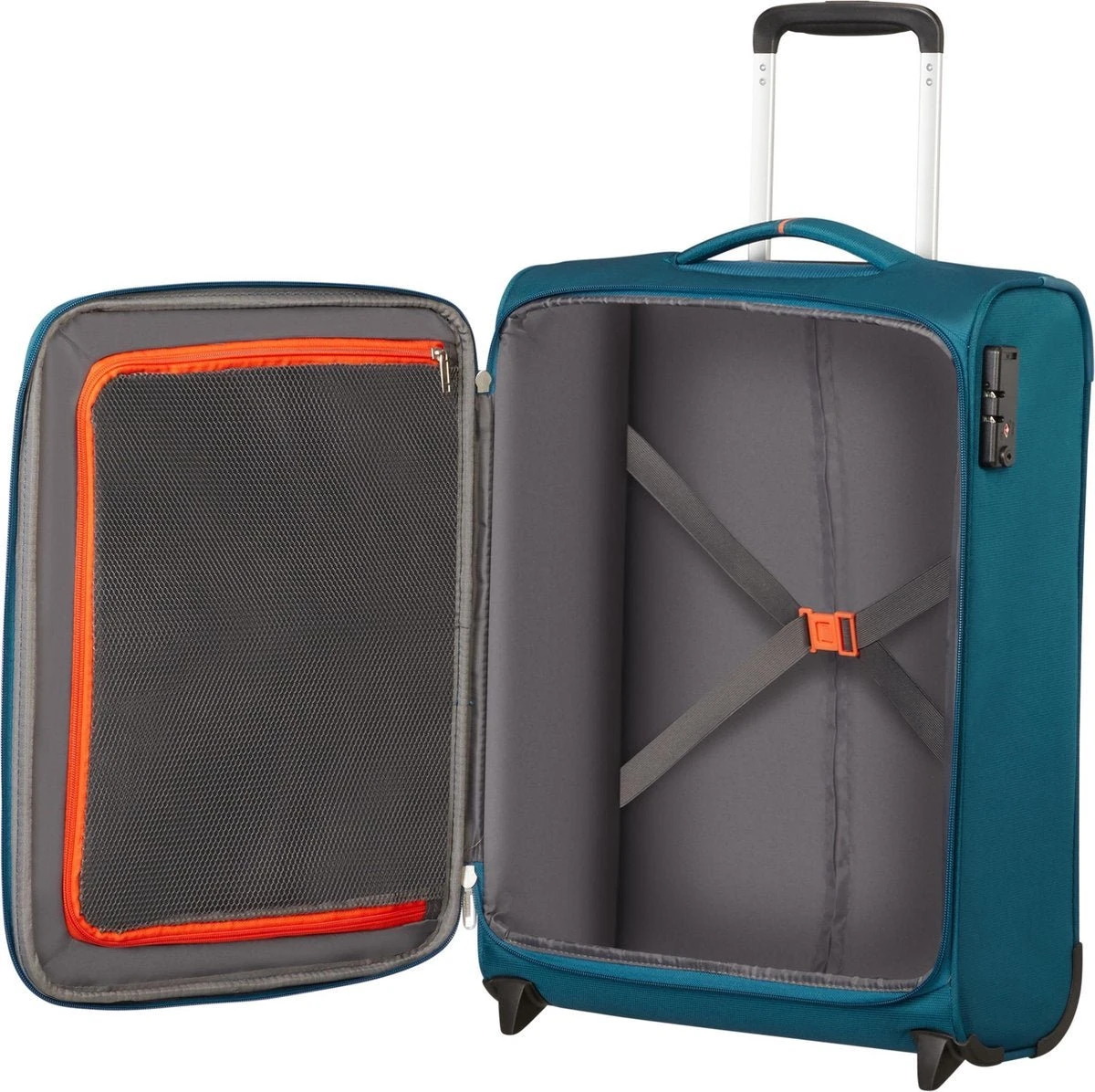 American Tourister Reiskoffer - Crosstrack Spinner 55/20 Tsa (Handbagage) Navy/Orange - Afbeelding 6