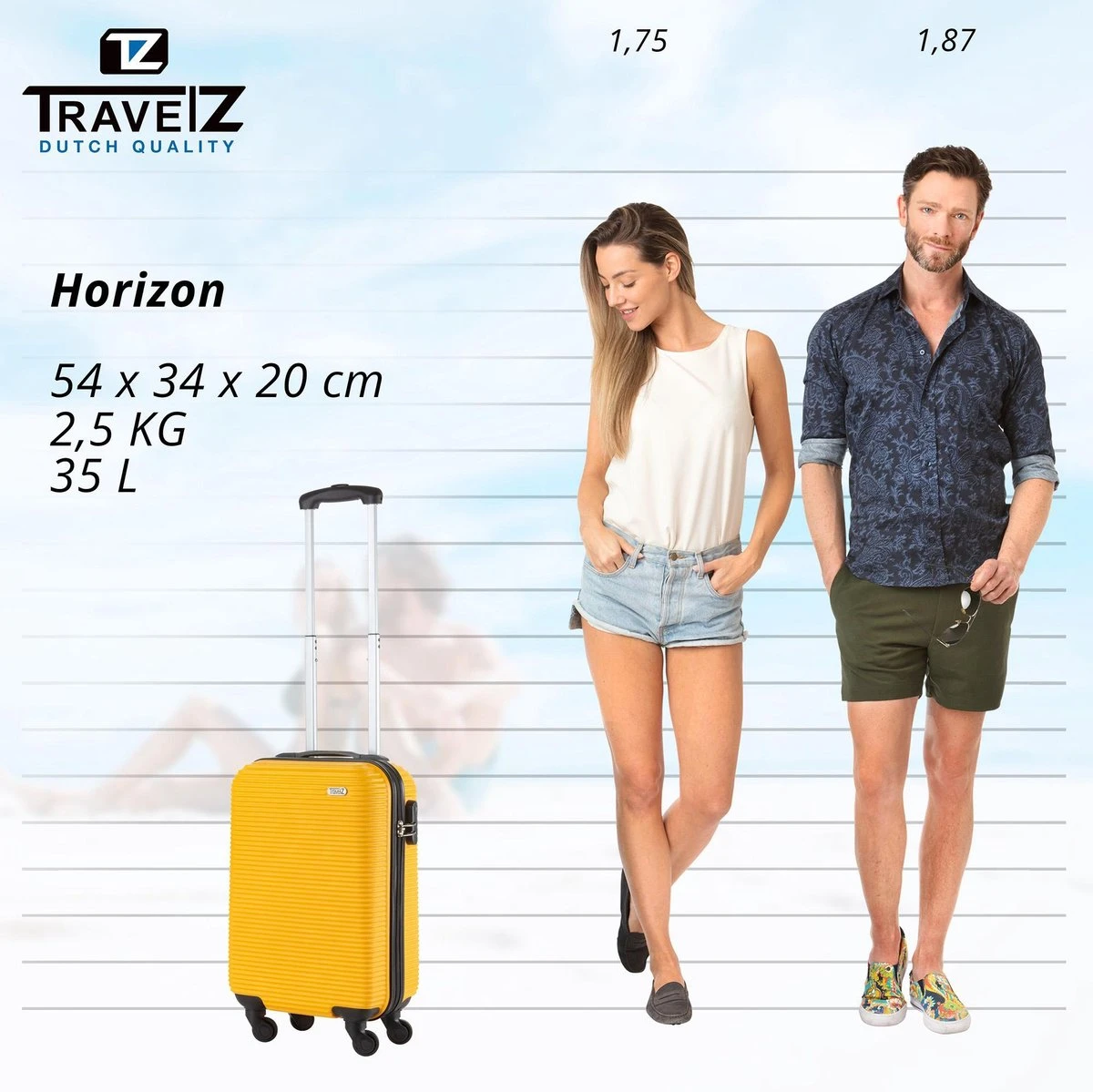 TravelZ Horizon Handbagagekoffer - 54cm Handbagage Trolley Met Gevoerde Binnenkant - Geel - Afbeelding 8