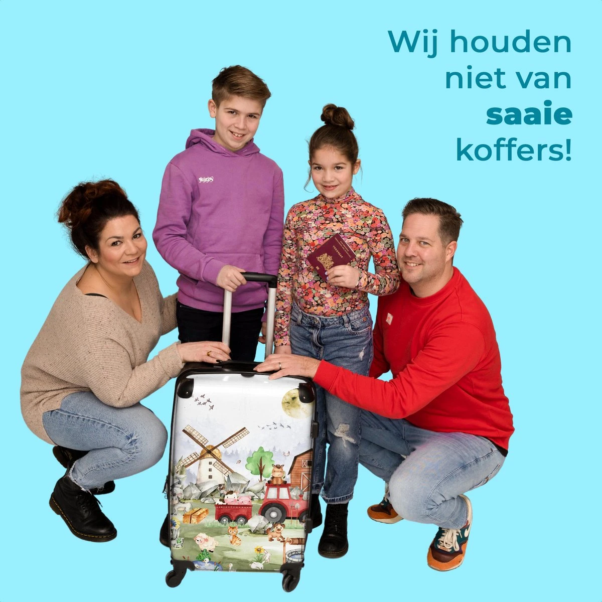 NoBoringSuitcases.com® Koffer Groot - Boerderij - Dieren - Trekker - Jongens - Trolley Koffer Met TSA-slot - Met Wielen - 90 Liter - Reiskoffer - 66 Cm - Afbeelding 5