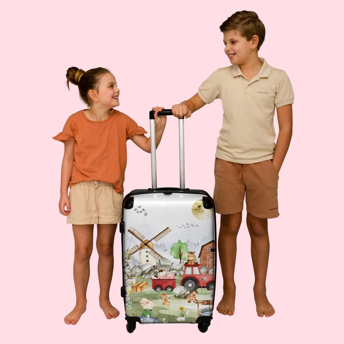 NoBoringSuitcases.com® Koffer Groot - Boerderij - Dieren - Trekker - Jongens - Trolley Koffer Met TSA-slot - Met Wielen - 90 Liter - Reiskoffer - 66 Cm - Afbeelding 7