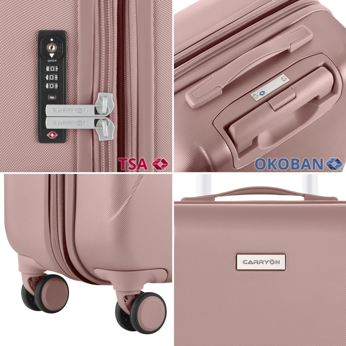 CarryOn Skyhopper Reiskoffer - 78cm TSA Trolley Met OKOBAN - Dubbele Wielen - Old Pink - Afbeelding 5