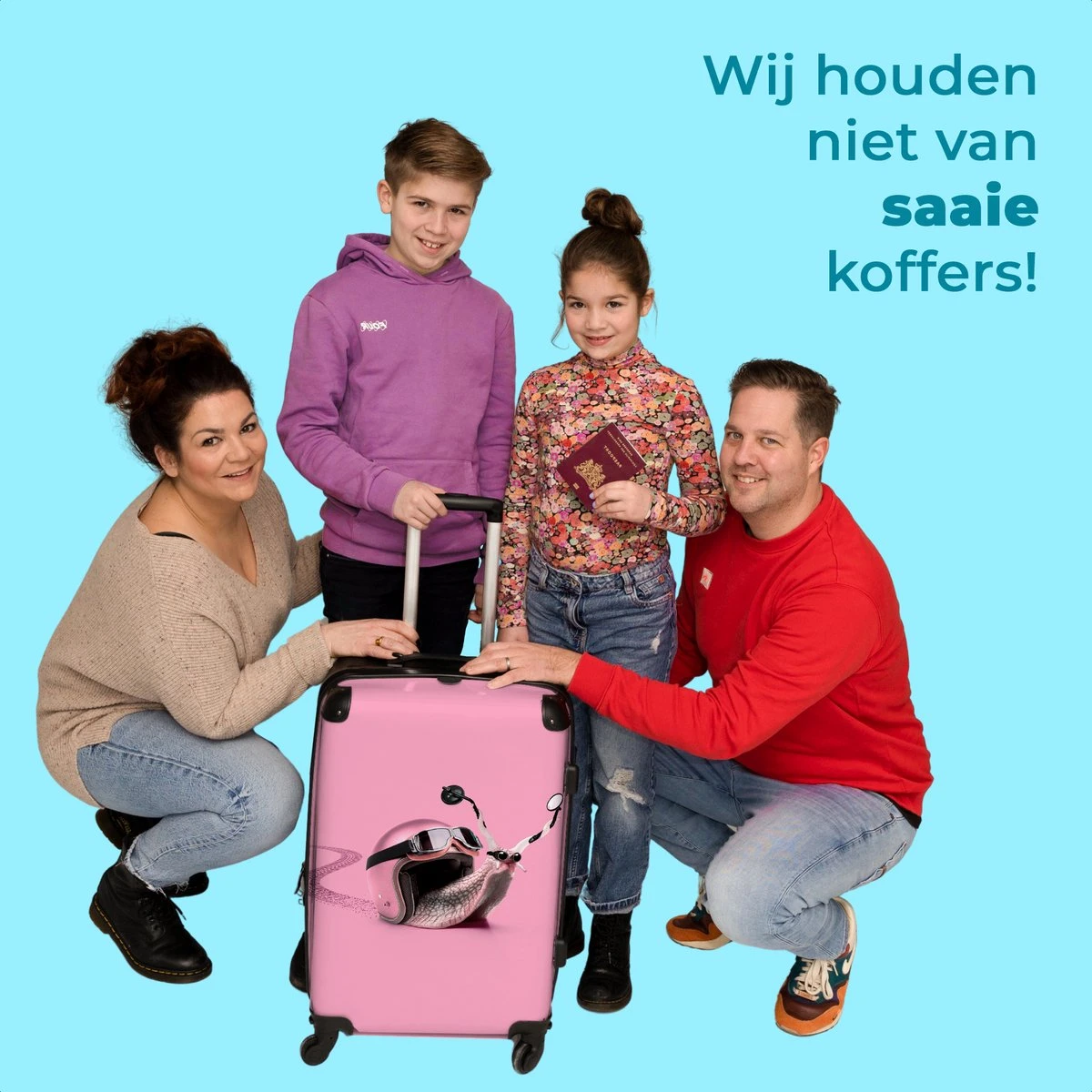 NoBoringSuitcases.com® Koffer Groot - Slak - Roze - Meisjes - Racen - Trolley Koffer Met TSA-slot - Met Wielen - 90 Liter - Reiskoffer - 66 Cm - Afbeelding 5