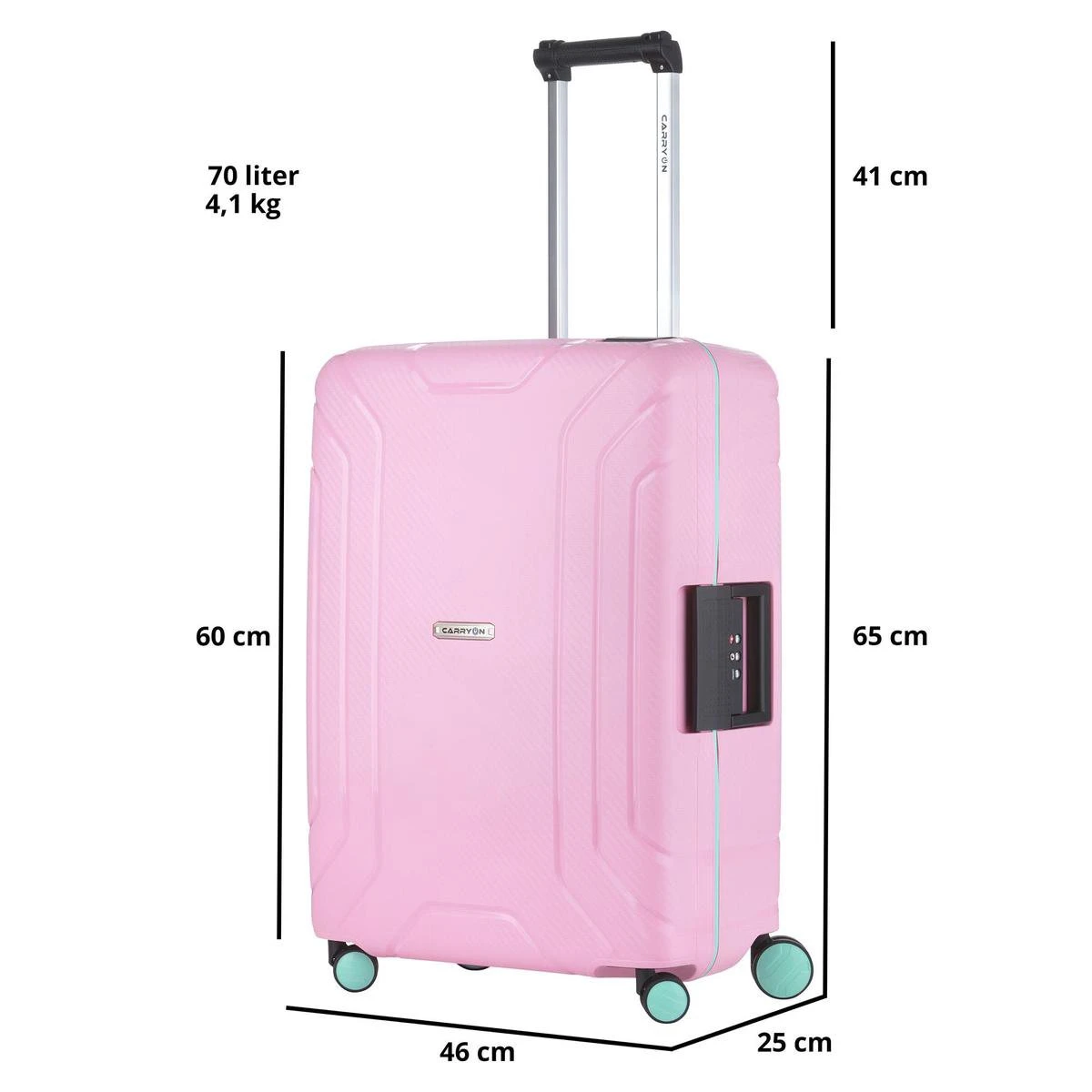 CarryOn Steward TSA Reiskoffer - 65cm Trolley Met Kliksloten - Dubbele Wielen - Roze - Afbeelding 9