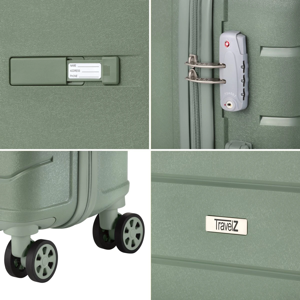 TravelZ Big Bars Reiskoffer 78 Cm Met Dubbele Wielen - Trolley Koffer Met TSA-slot - Olijf - Afbeelding 6