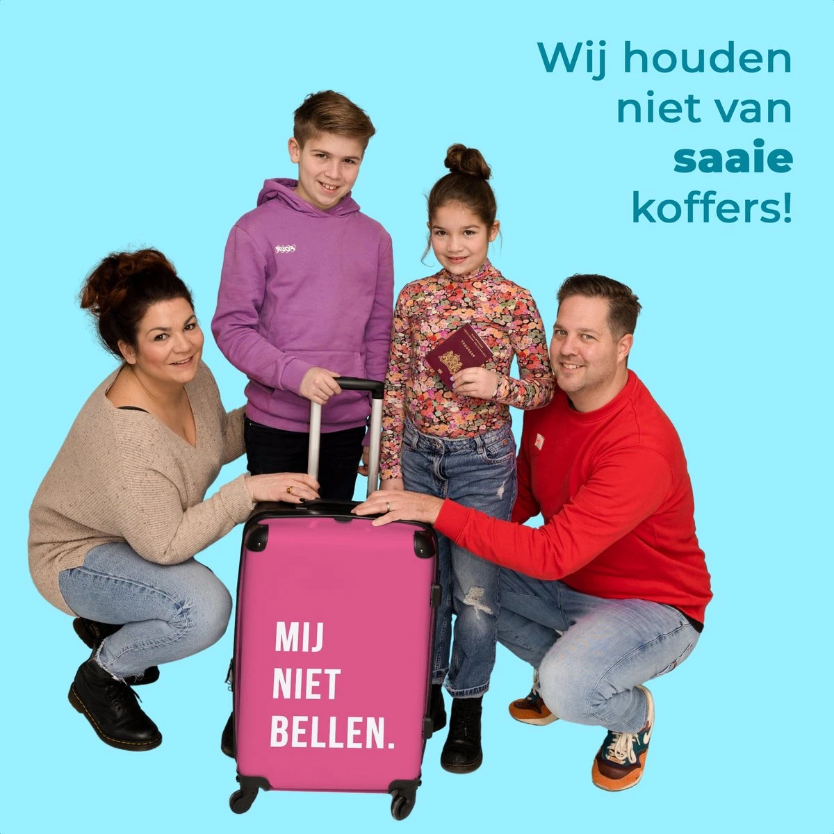 NoBoringSuitcases.com® Koffer Groot - Quotes - Spreuken - Mij Niet Bellen. - Roze - Wit - Trolley Koffer Met TSA-slot - Met Wielen - 90 Liter - Reiskoffer - 66 Cm - Afbeelding 5