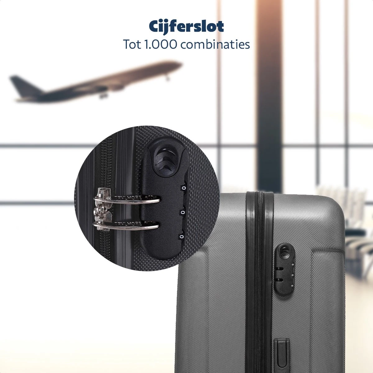 TRVLMORE Kofferset - 3 Delig - 38L (handbagage) + 70L + 110L - Donkergrijs - Afbeelding 4