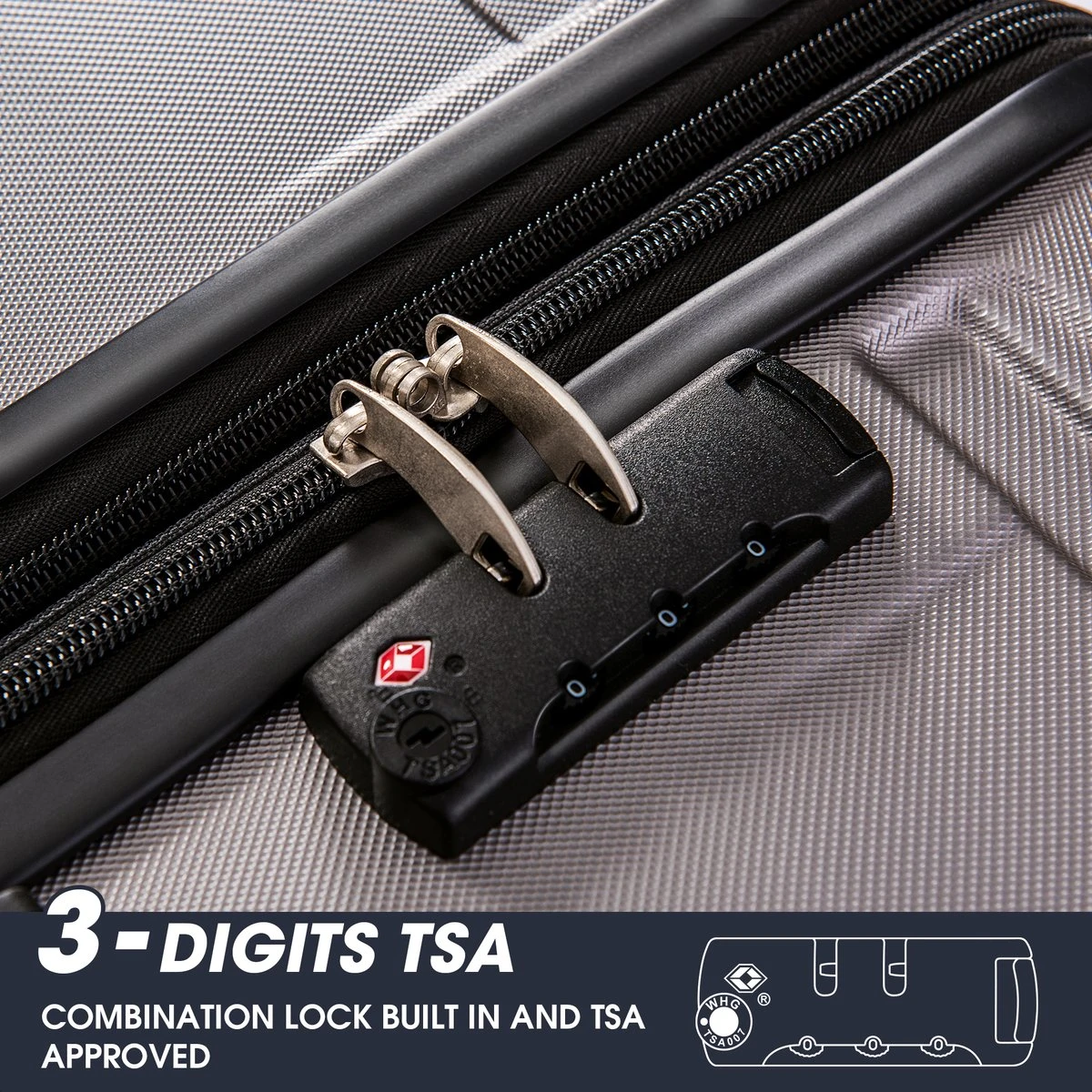 Merax 3-delig Kofferset Met TSA Slot - Trolleyset ABS 40L, 70L & 110 Liter - Grijs - Afbeelding 3