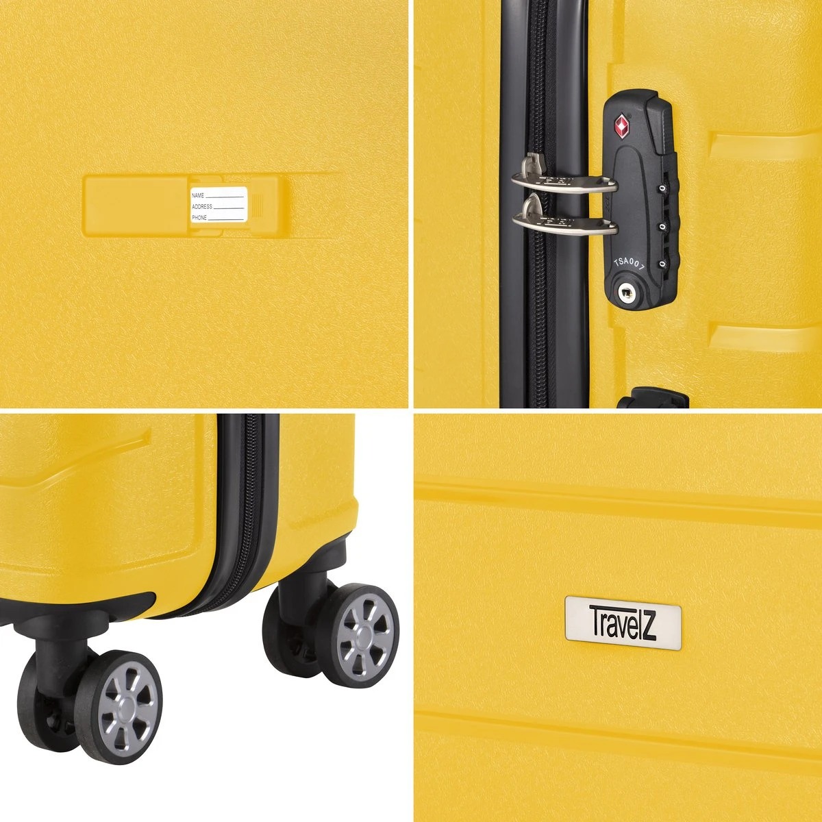 TravelZ Big Bars Kofferset - Trolleyset 3-delig Met TSA-slot - Geel - Afbeelding 6