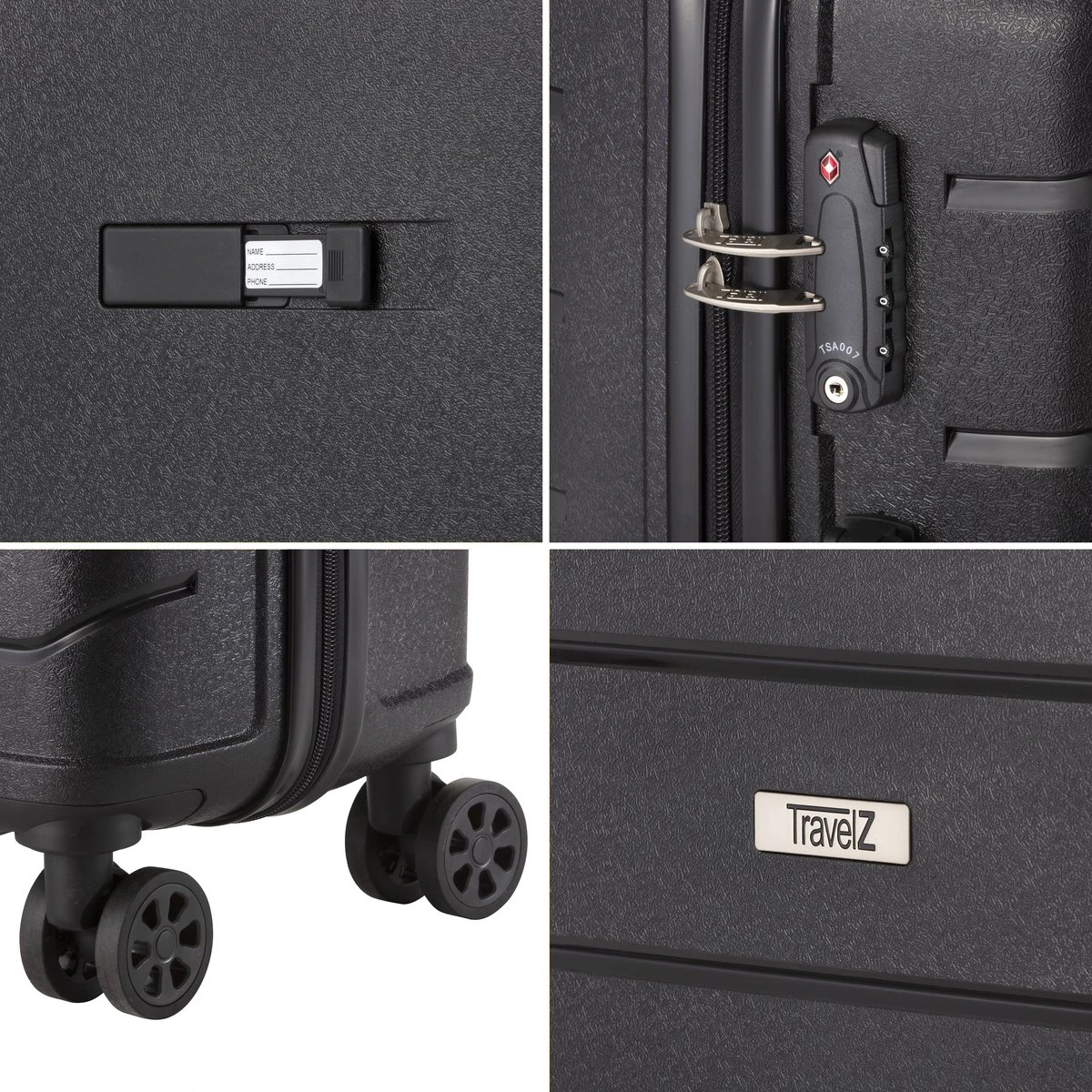TravelZ Big Bars Kofferset - Trolleyset TSA 2-delig - Handbagage En Groot - Zwart - Afbeelding 5