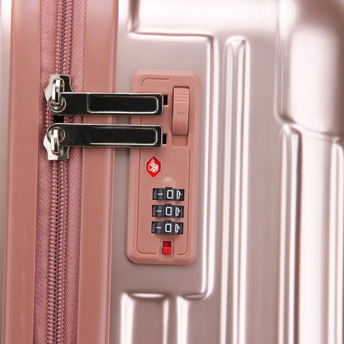 Royal Swiss - Kofferset - Cijferslot- Lichtgewicht Koffer - 4 Wielen- Rosé Gold - Afbeelding 9