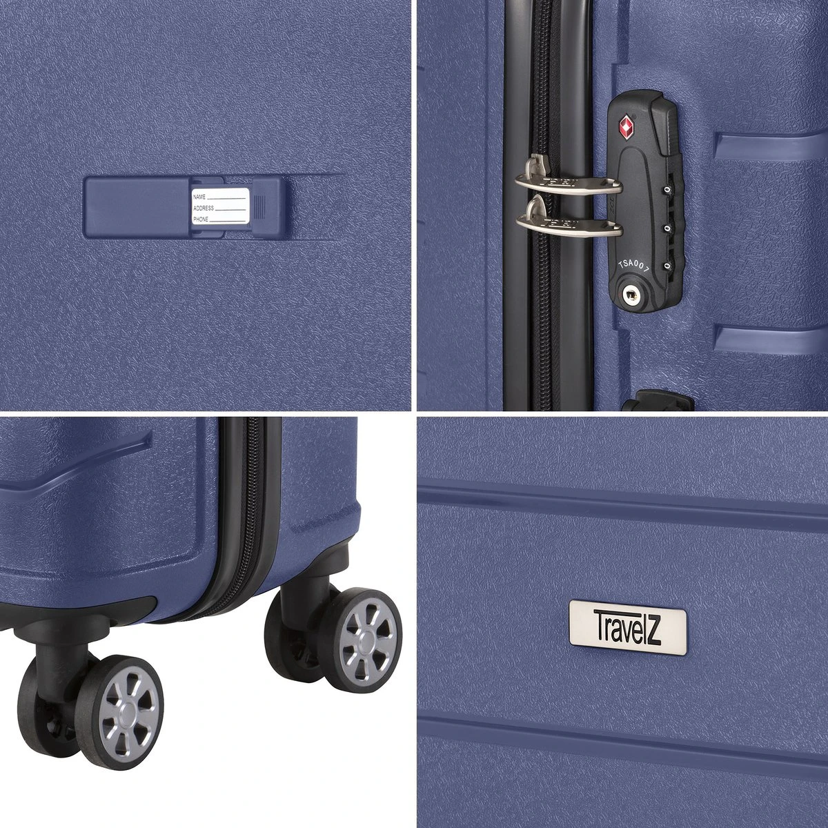 TravelZ Big Bars Kofferset - Trolleyset TSA 2-delig - Handbagage En Groot - Blauw - Afbeelding 5
