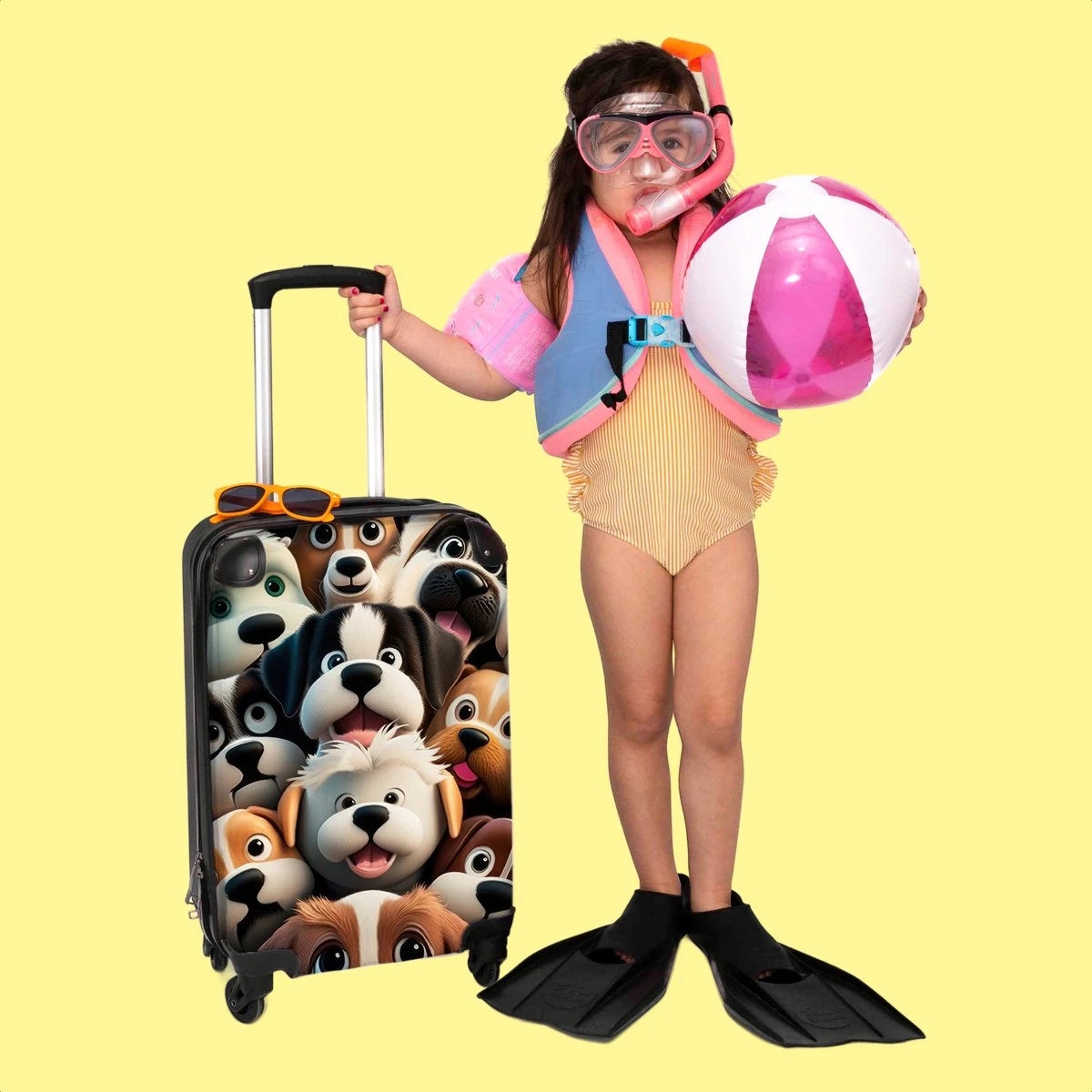 NoBoringSuitcases.com® Koffer - Hond - Dieren - Design - Bruin - Trolley Op Wieltjes - Handbagagekoffer - Past Binnen 55x40x20 Cm En 55x35x25 Cm - Reiskoffers - Fotokoffer - Afbeelding 6