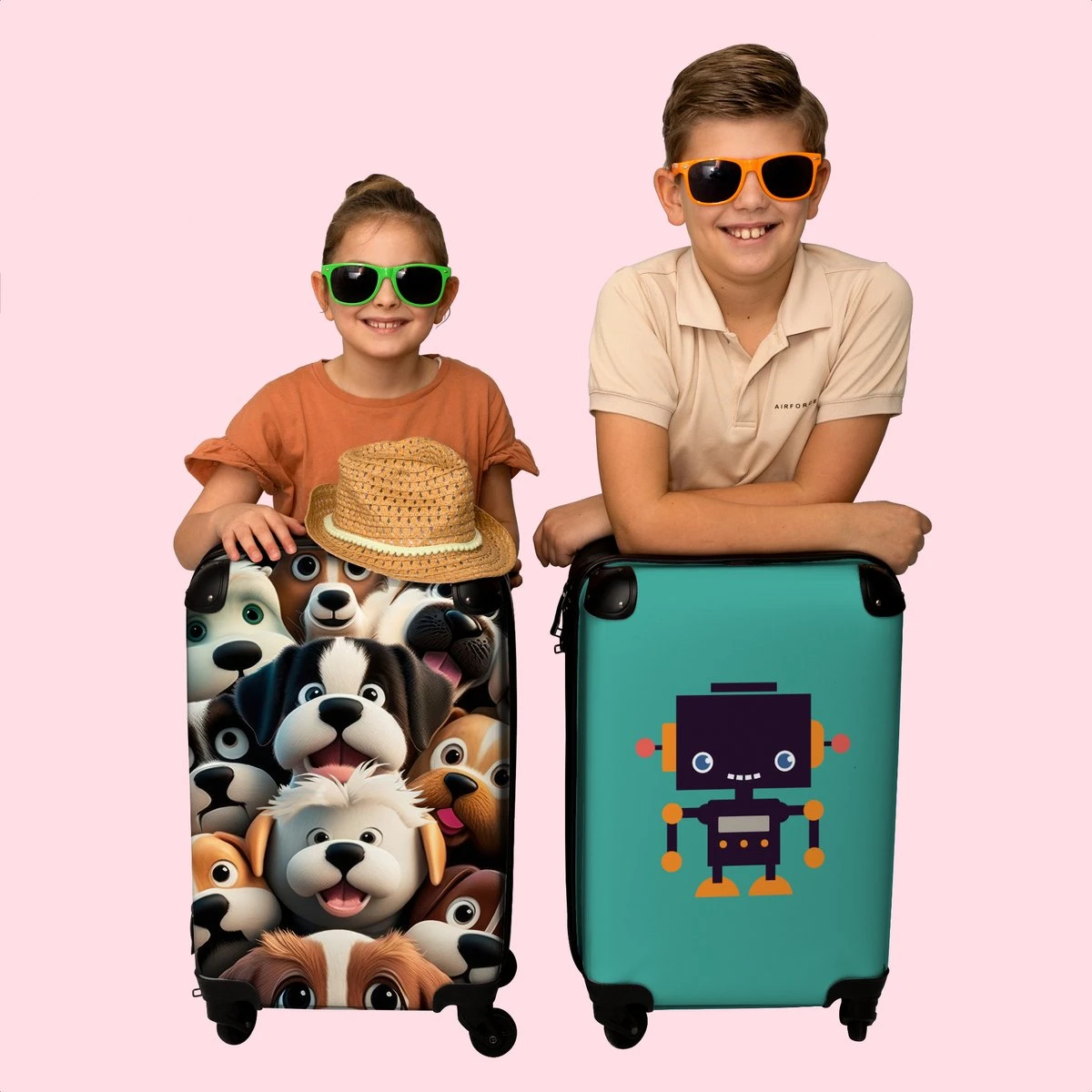 NoBoringSuitcases.com® Koffer - Hond - Dieren - Design - Bruin - Trolley Op Wieltjes - Handbagagekoffer - Past Binnen 55x40x20 Cm En 55x35x25 Cm - Reiskoffers - Fotokoffer - Afbeelding 7