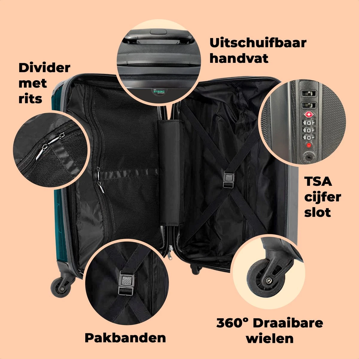 NoBoringSuitcases.com® Koffer - Koe - Ballet - Rok - Portret - Dieren - Trolley Op Wieltjes - Handbagagekoffer - Past Binnen 55x40x20 Cm En 55x35x25 Cm - Reiskoffer - Afbeelding 4