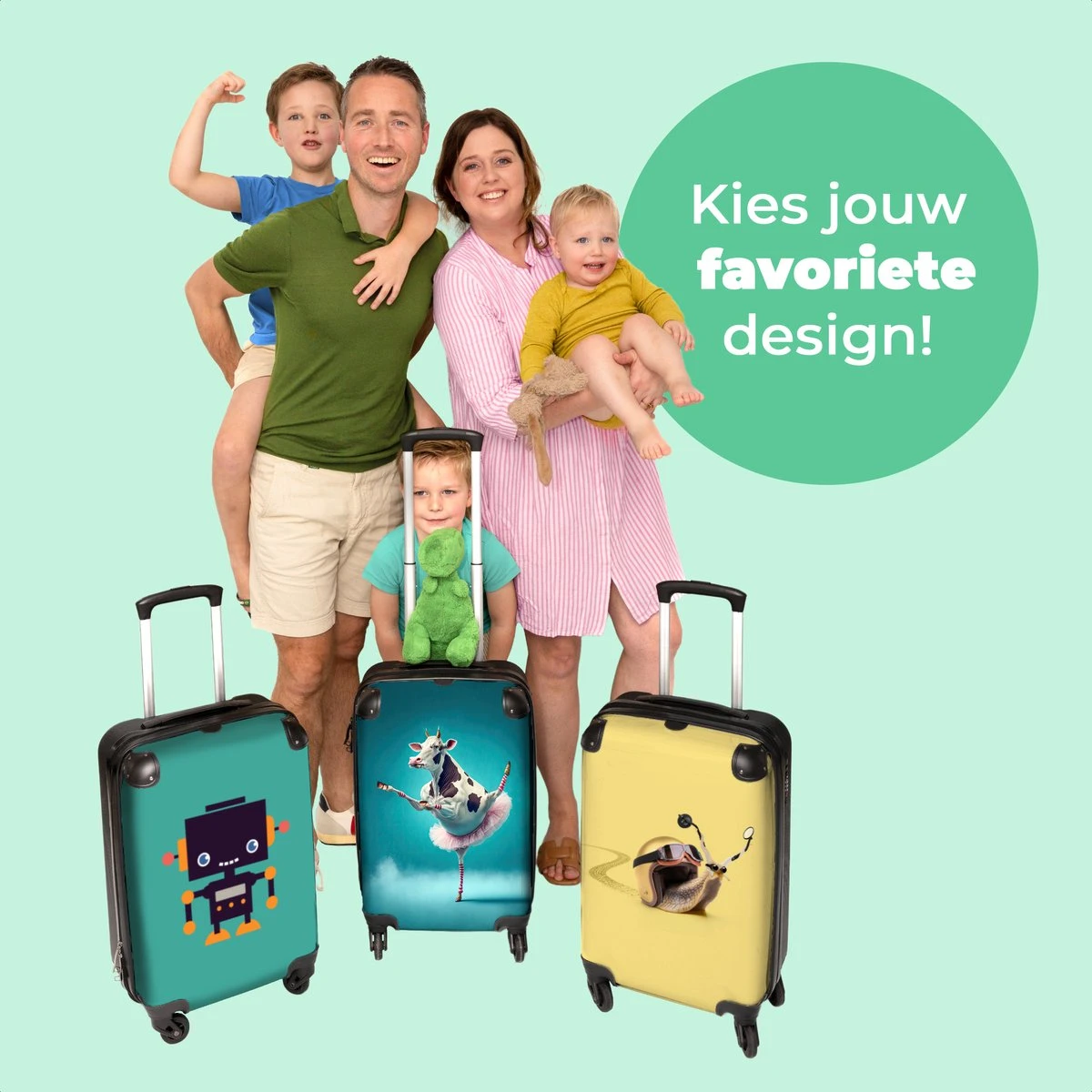 NoBoringSuitcases.com® Koffer - Koe - Ballet - Rok - Portret - Dieren - Trolley Op Wieltjes - Handbagagekoffer - Past Binnen 55x40x20 Cm En 55x35x25 Cm - Reiskoffer - Afbeelding 6
