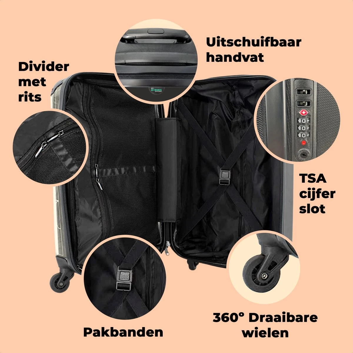 NoBoringSuitcases.com® Kinderkoffer - Trolley Op Wieltjes - Kuiken - Skateboard - Blauw - Kinderen - Dieren - Reiskoffer Kinderen - Past Binnen 55x40x20 Cm En 55x35x25 Cm - Fotokoffer - Afbeelding 4