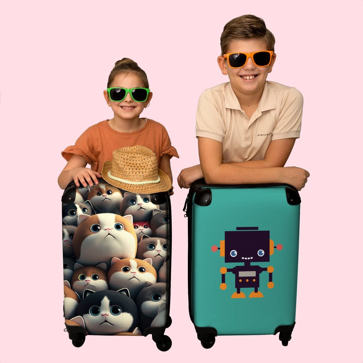 NoBoringSuitcases.com® Koffer - Handbagagekoffer - Kat - Dieren - Poes - Patronen - Trolley Op Wieltjes - Past Binnen 55x40x20 Cm En 55x35x25 Cm - Reiskoffers - Afbeelding 7