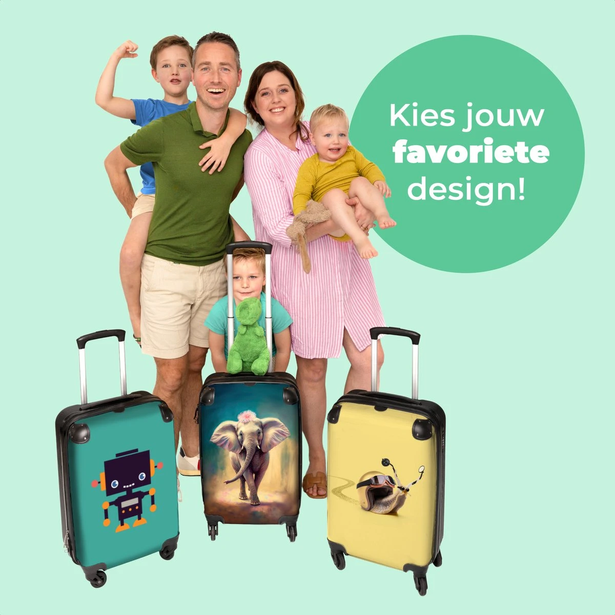 NoBoringSuitcases.com® Koffer - Handbagage Trolley - Olifant - Verf - Bloemen - Portret - Abstract - Reiskoffer Met Wielen - Past Binnen 55x40x20 Cm En 55x35x25 Cm - Koffertje - Fotokoffer - Afbeelding 8