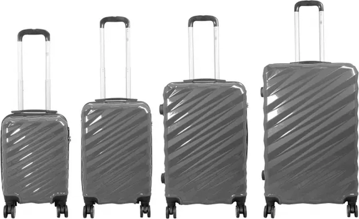 Monopol - Messina - Reiskofferset 4delig! - Hoog Kwaliteit Polycarbonaat - Antraciet- Set / 221 Liter! - Afbeelding 3