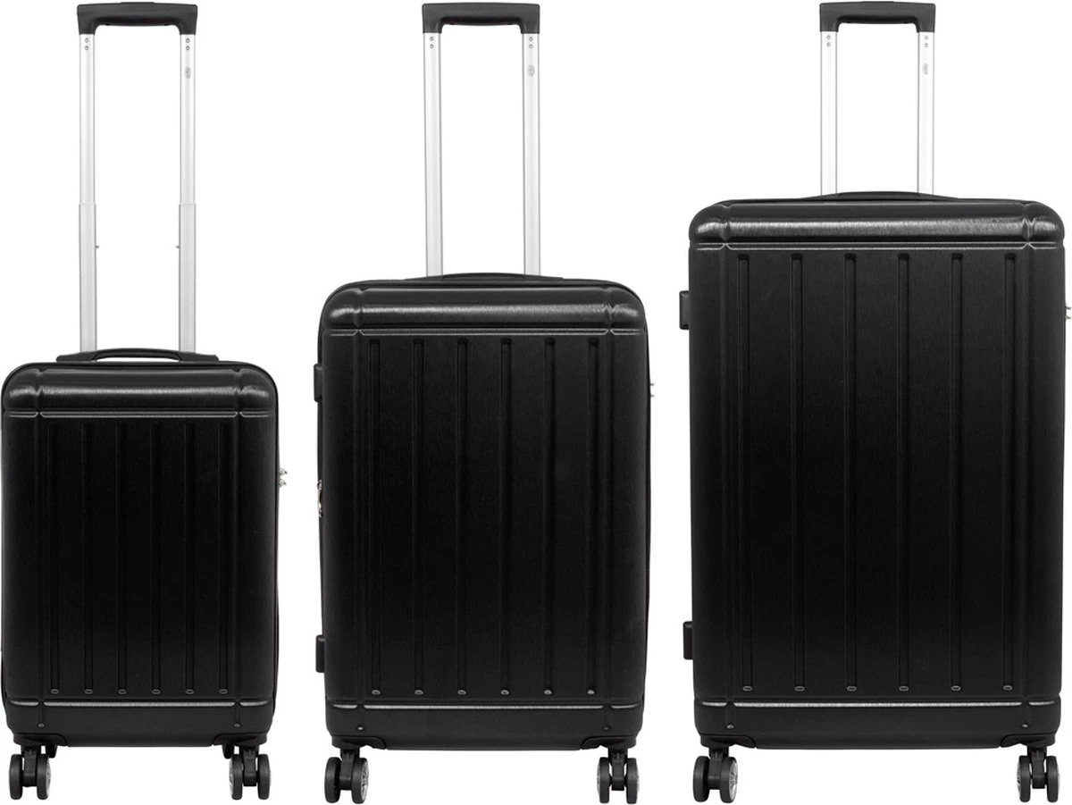 Travelsuitcase - Parma- Ruimbagage Reiskoffer - Polycarbonaat- Zwart - Hoogglans - Maat L / 93 Liter - Afbeelding 2