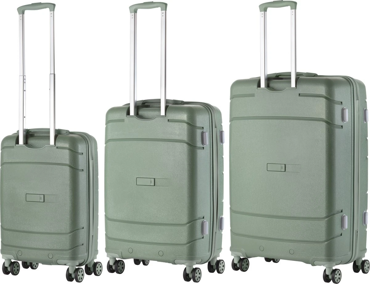 TravelZ Big Bars Kofferset - Trolleyset 3-delig Met TSA-slot - Olijf - Afbeelding 2