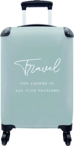 MuchoWow® Koffer - Spreuken - Quotes - The Answer To All Your Problems - Travel - Reizen - Past Binnen 55x40x20 Cm En 55x35x25 Cm - Handbagage - Trolley - Fotokoffer - Cabin Size - Print