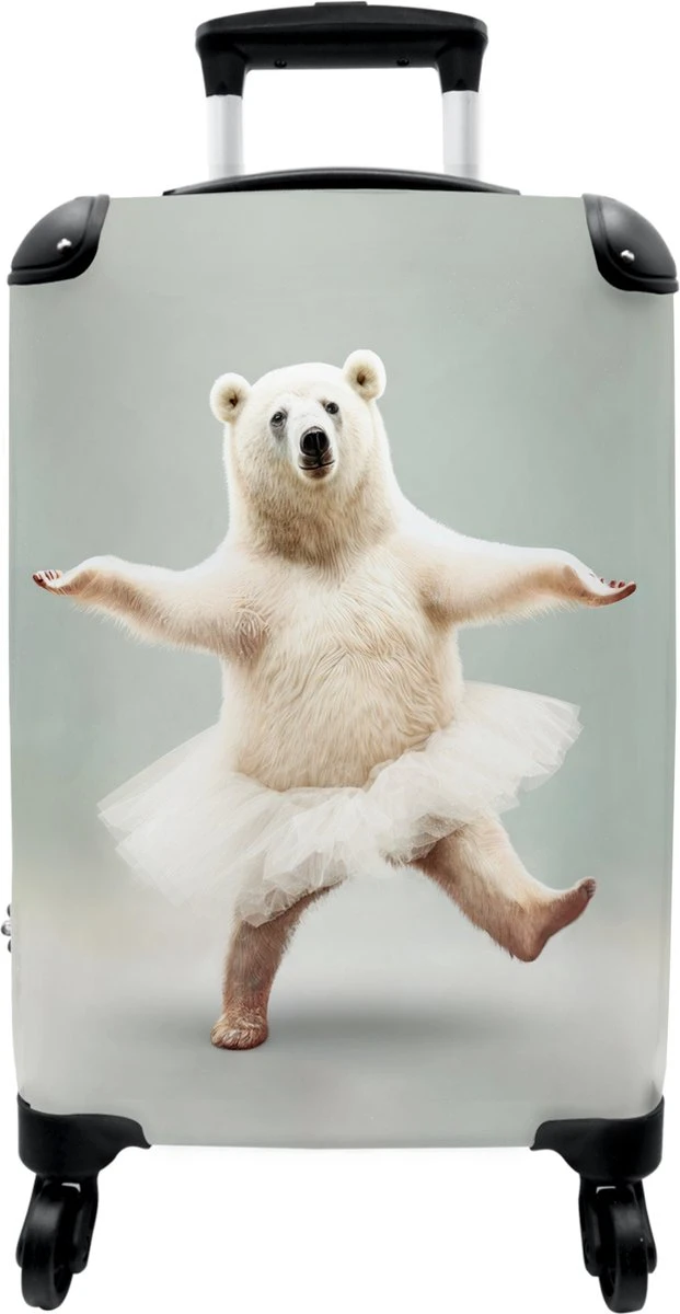 NoBoringSuitcases.com® Koffer - IJsbeer - Rok - Wit - Portret - Dieren - Trolley Op Wieltjes - Reiskoffer - Past Binnen 55x40x20 Cm En 55x35x25 Cm - Fotokoffer - Afbeelding 9