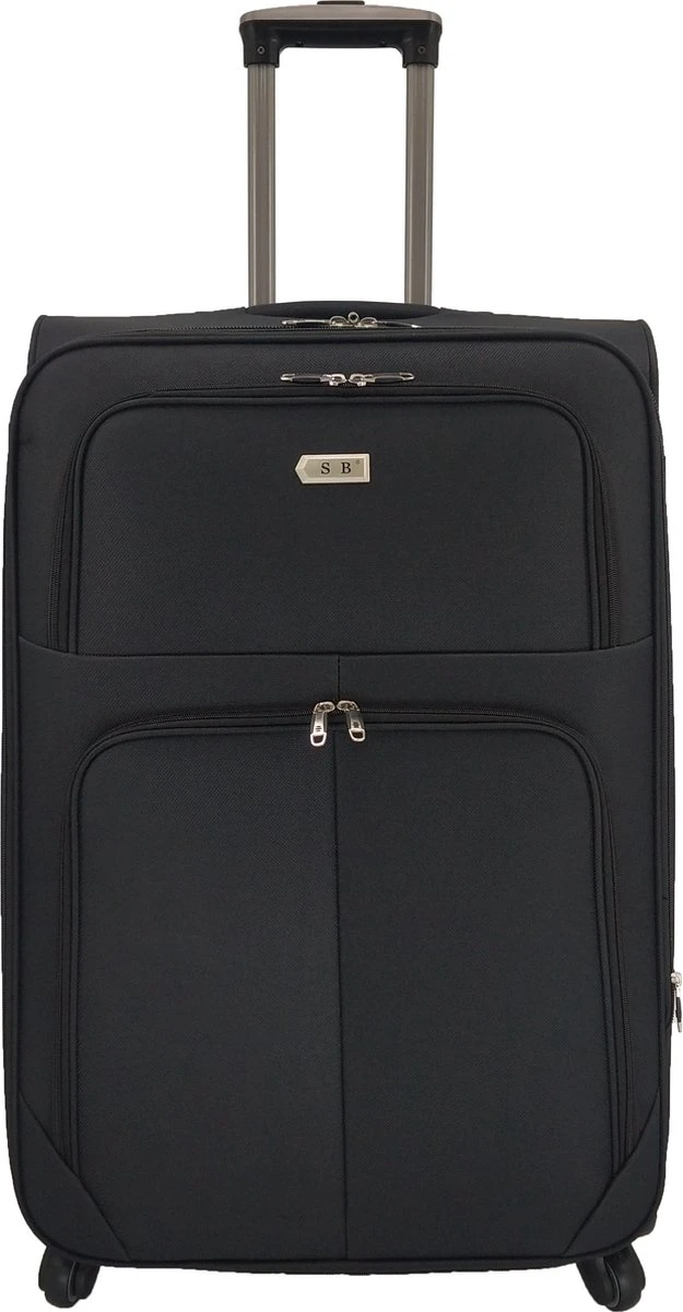 SB Travelbags Bagage Stoffen Koffer 75cm 4 Wielen Trolley - Zwart
