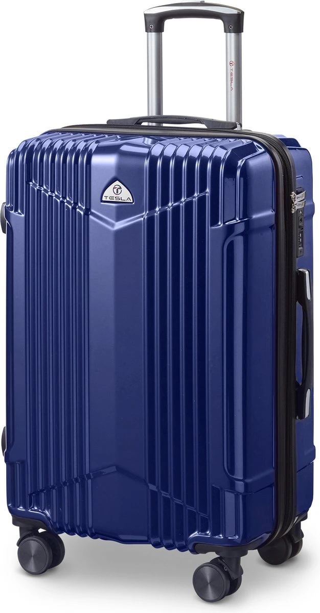Tesla PC - Reiskoffer - 65 Cm - 4 Wielen - Blauw
