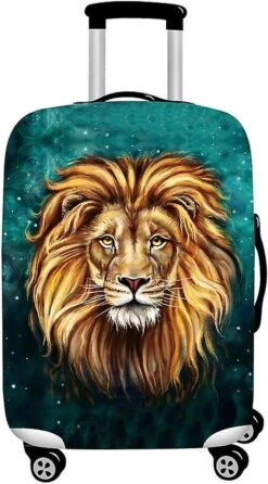 Kofferhoes Met 3d Print Leeuw - Maat L - Voor Hoogte 65 Tot 70 Cm