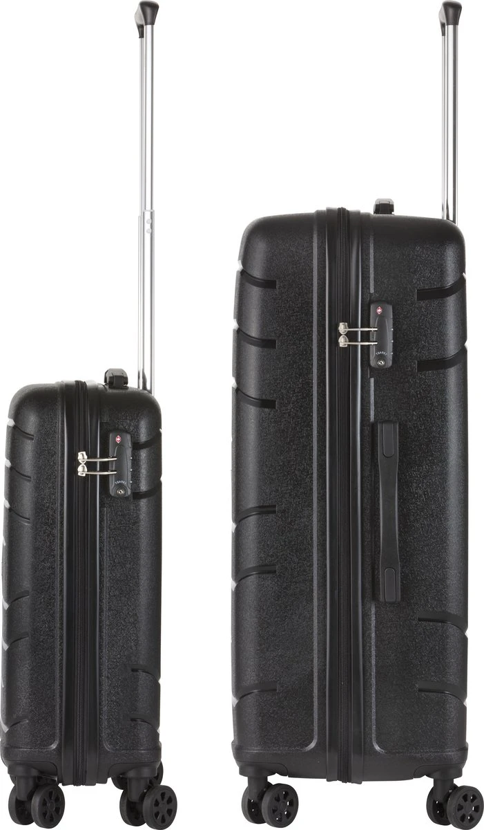 TravelZ Big Bars Kofferset - Trolleyset TSA 2-delig - Handbagage En Groot - Zwart - Afbeelding 3