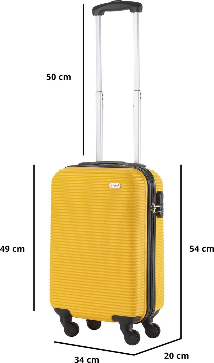 TravelZ Horizon Handbagagekoffer - 54cm Handbagage Trolley Met Gevoerde Binnenkant - Geel - Afbeelding 6