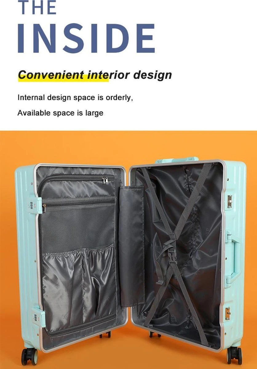 TOP AA Reis Kofferset - Trolleyset 3-delig Met TSA Slot Aluminum Frame, Kleine Cabine En Groot, ABS Luggage, (20+24+28 Inches 3 Pc Set), Roze/pink - Afbeelding 5